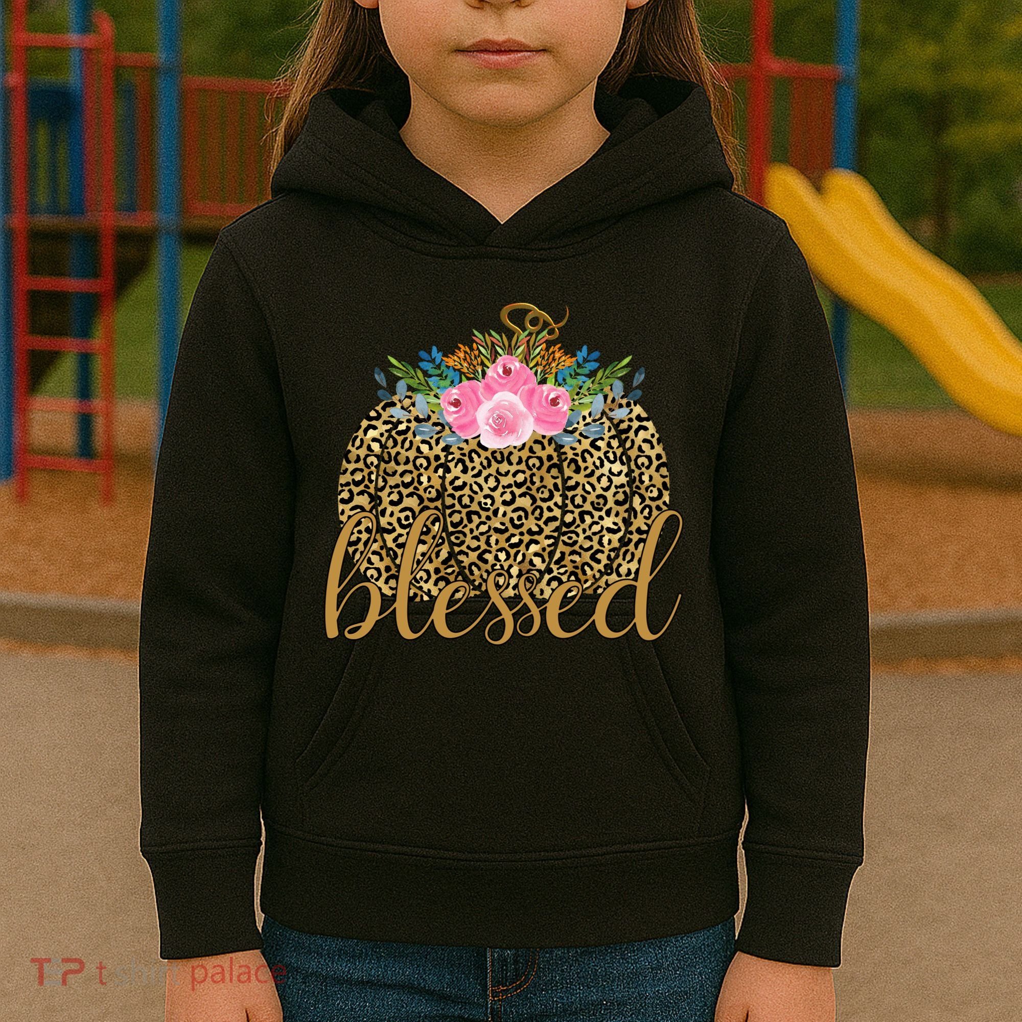 Blessed Cheetah Pumpkin October Kids Hoodie