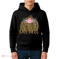 Blessed Cheetah Pumpkin October Kids Hoodie thumb 4