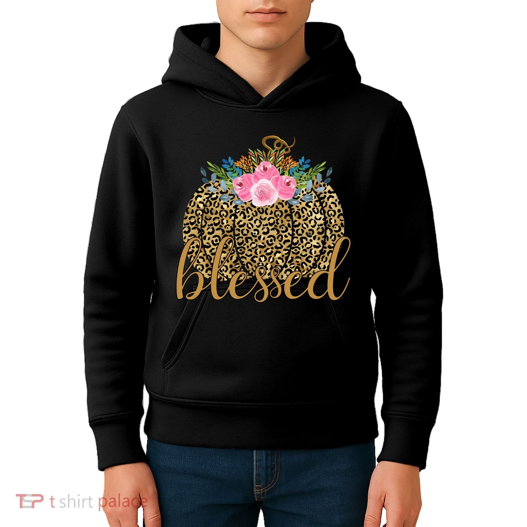 Blessed Cheetah Pumpkin October Kids Hoodie