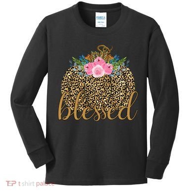 Blessed Cheetah Pumpkin October Kids Long Sleeve Shirt