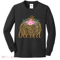 Blessed Cheetah Pumpkin October Kids Long Sleeve Shirt thumb 0