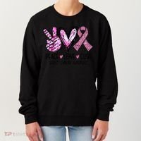 Breast Cancer Peace Love Cure Pink Ribbon Awareness Women's Sweatshirt thumb 0