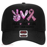 Breast Cancer Peace Love Cure Pink Ribbon Awareness Hat thumb 0