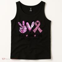 Breast Cancer Peace Love Cure Pink Ribbon Awareness Tank Top thumb 2