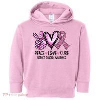 Breast Cancer Peace Love Cure Pink Ribbon Awareness Toddler Hoodie thumb 0