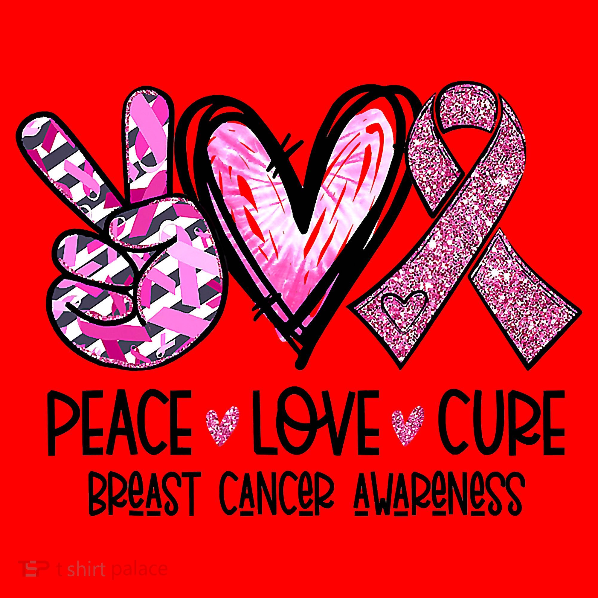Breast Cancer Peace Love Cure Pink Ribbon Awareness Santa Hat