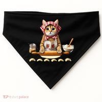 Babushka Cat Pierogi Making Polish Cat USA-Made Doggie Bandana thumb 0