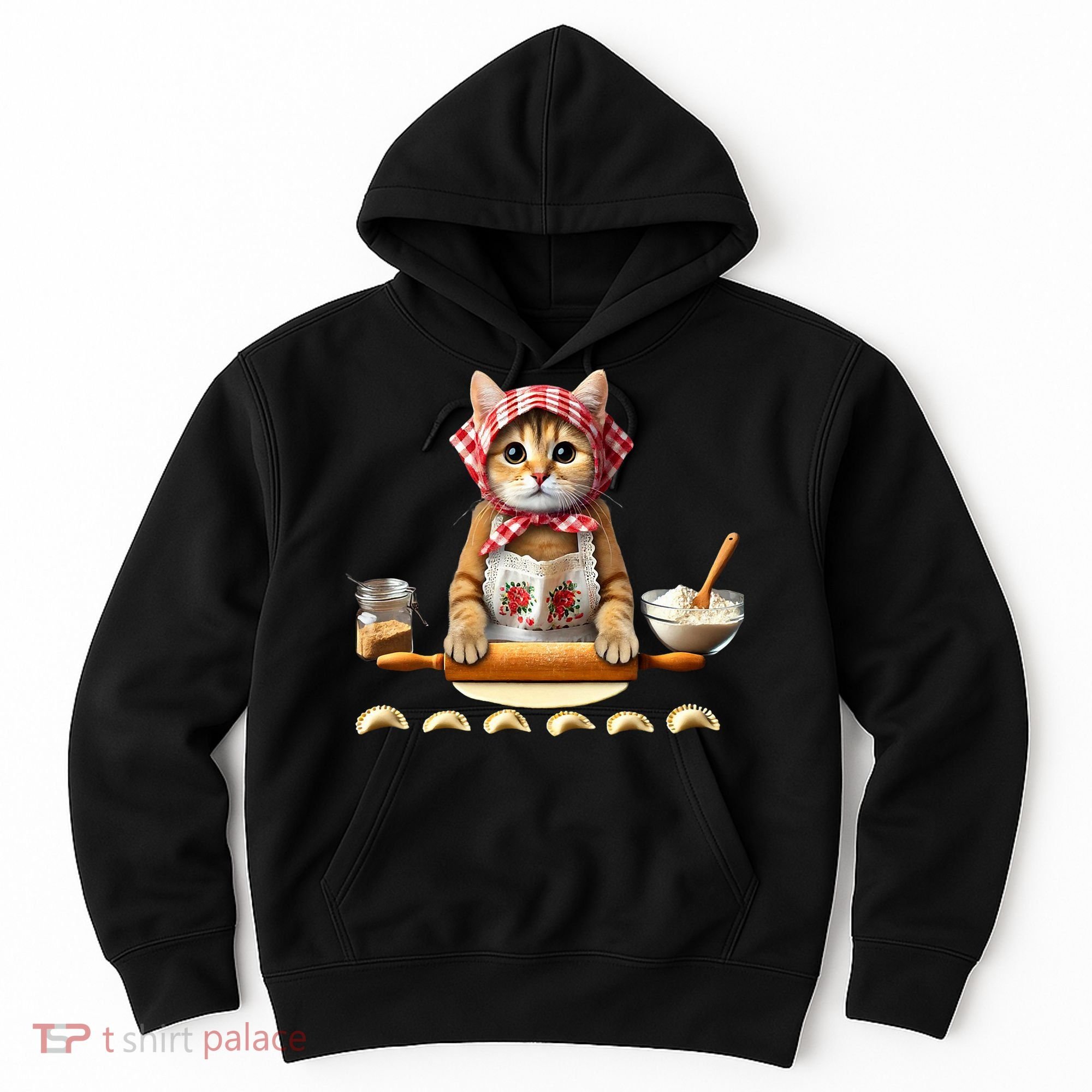 Babushka Cat Pierogi Making Polish Cat Hoodie