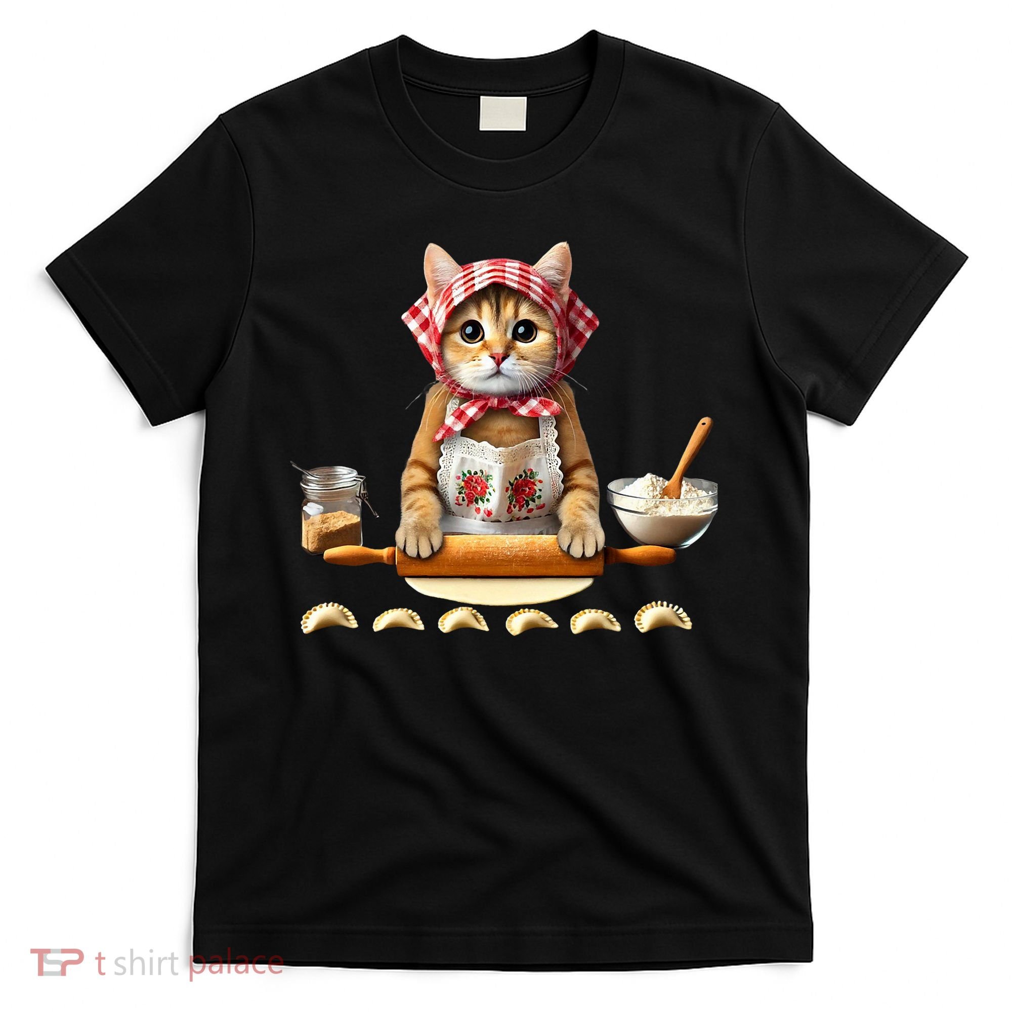Babushka Cat Pierogi Making Polish Cat T-Shirt