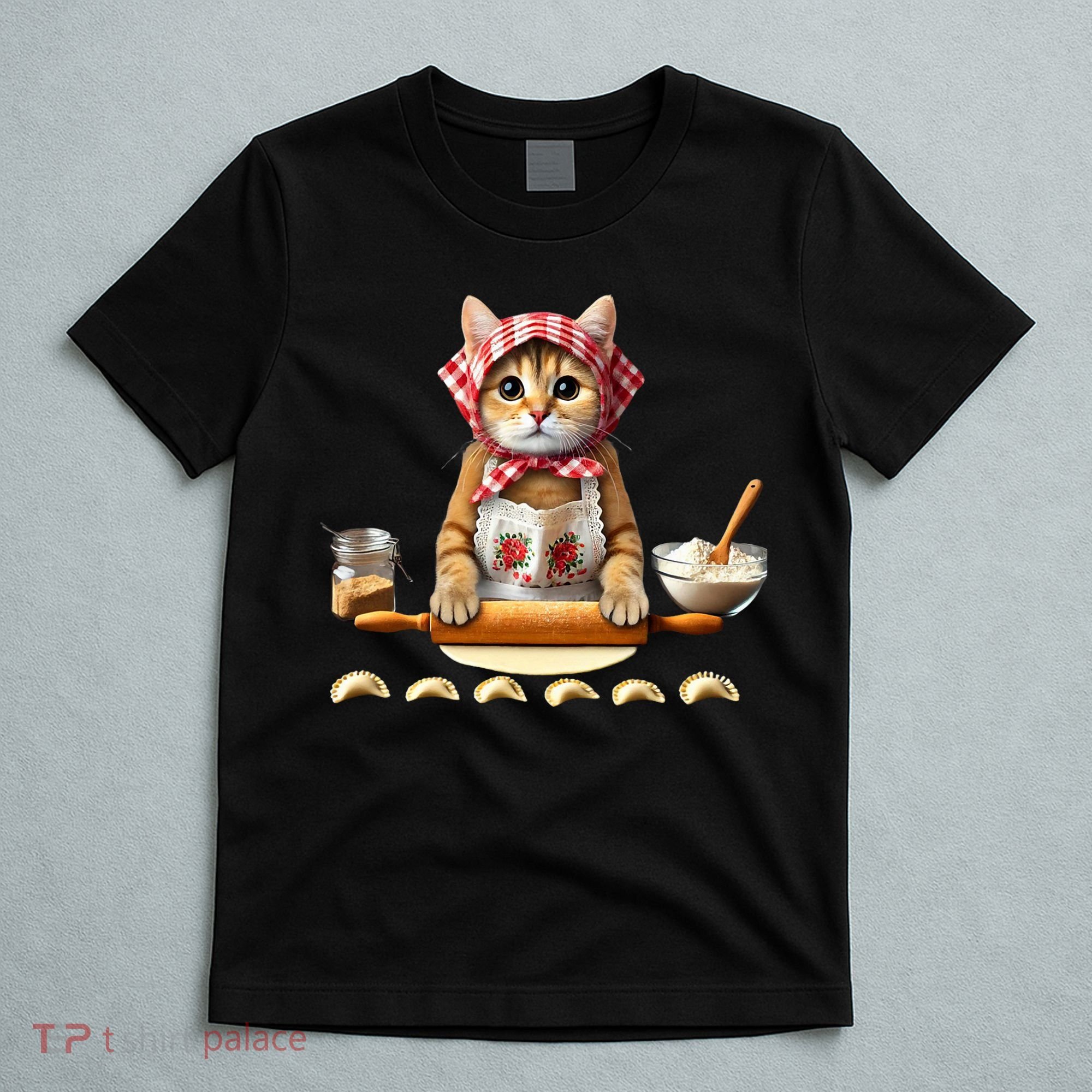 Babushka Cat Pierogi Making Polish Cat T-Shirt