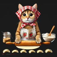 Babushka Cat Pierogi Making Polish Cat Bucket Hat thumb 4