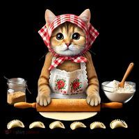 Babushka Cat Pierogi Making Polish Cat Coffee Mug thumb 5
