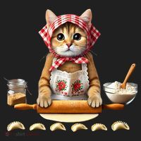 Babushka Cat Pierogi Making Polish Cat Beanie thumb 2