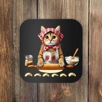 Babushka Cat Pierogi Making Polish Cat Coaster thumb 0