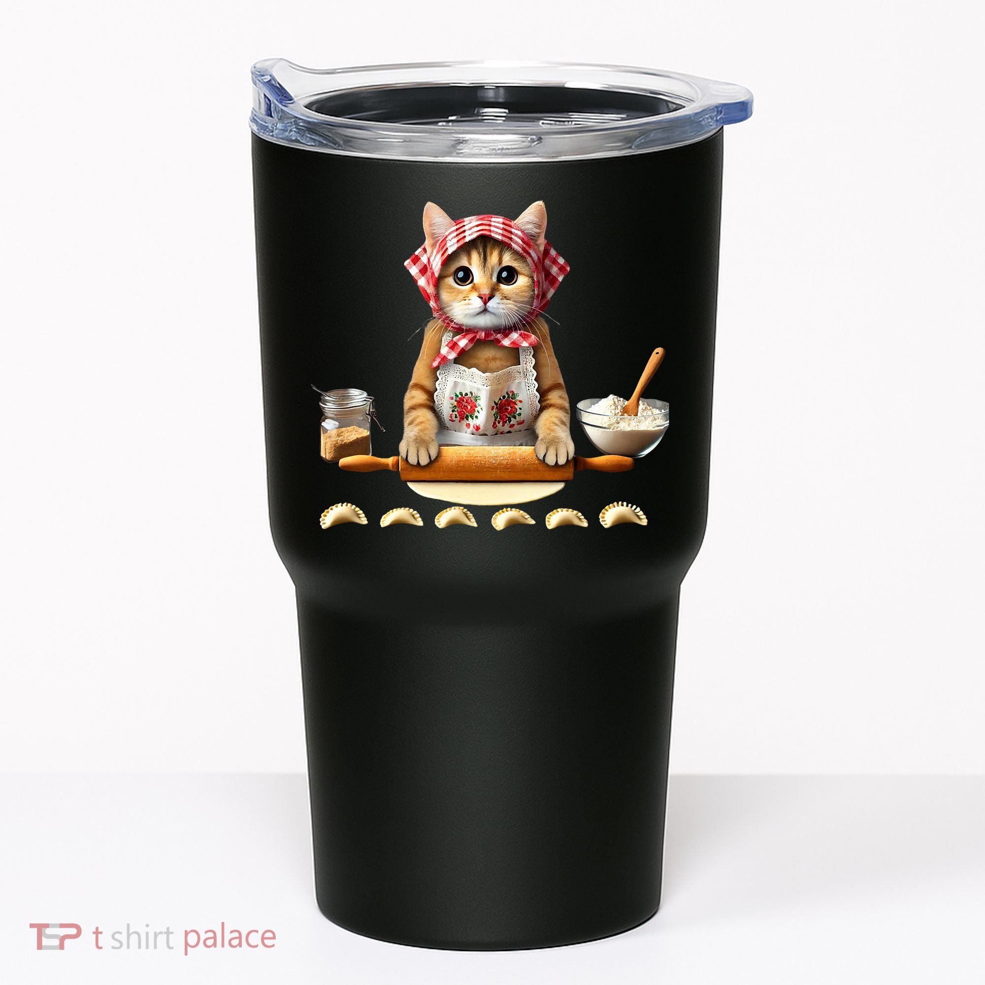 Babushka Cat Pierogi Making Polish Cat Tumbler