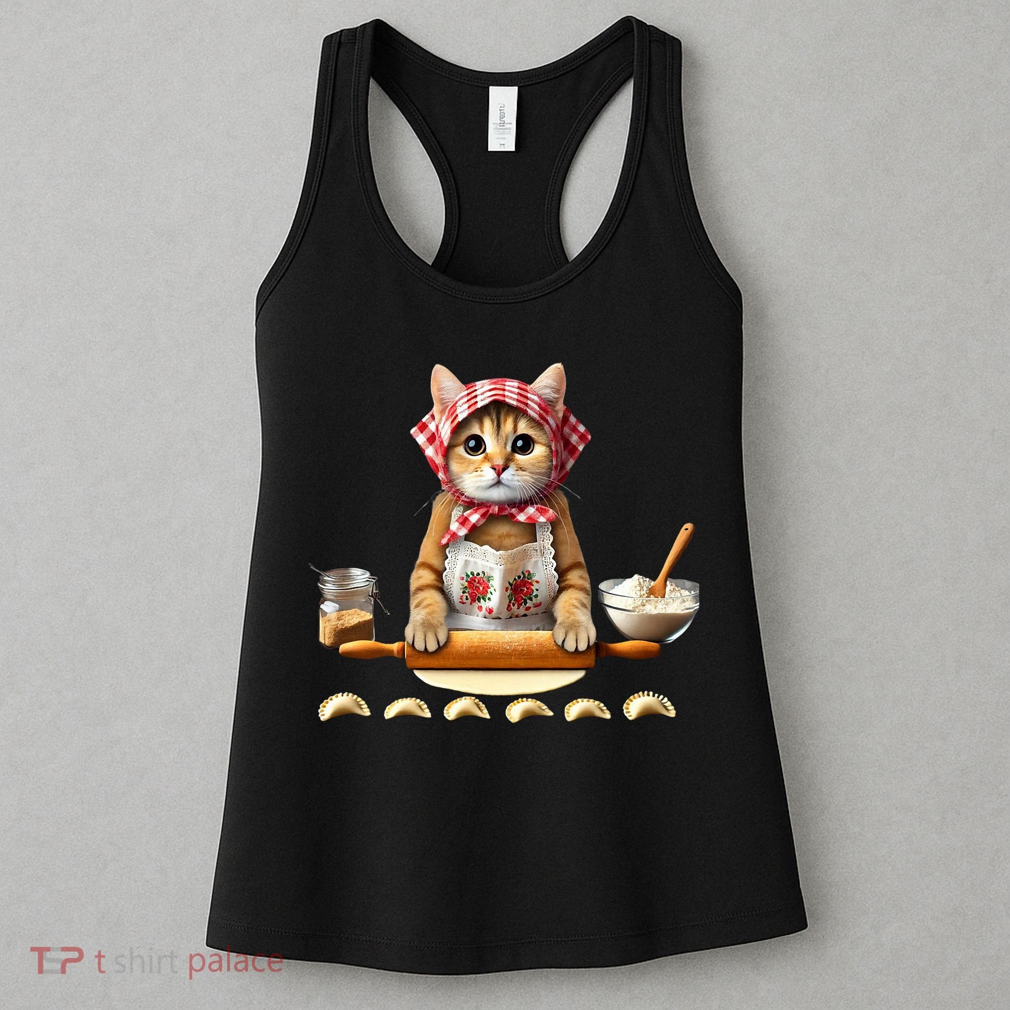 Babushka Cat Pierogi Making Polish Cat Women's Tank Top