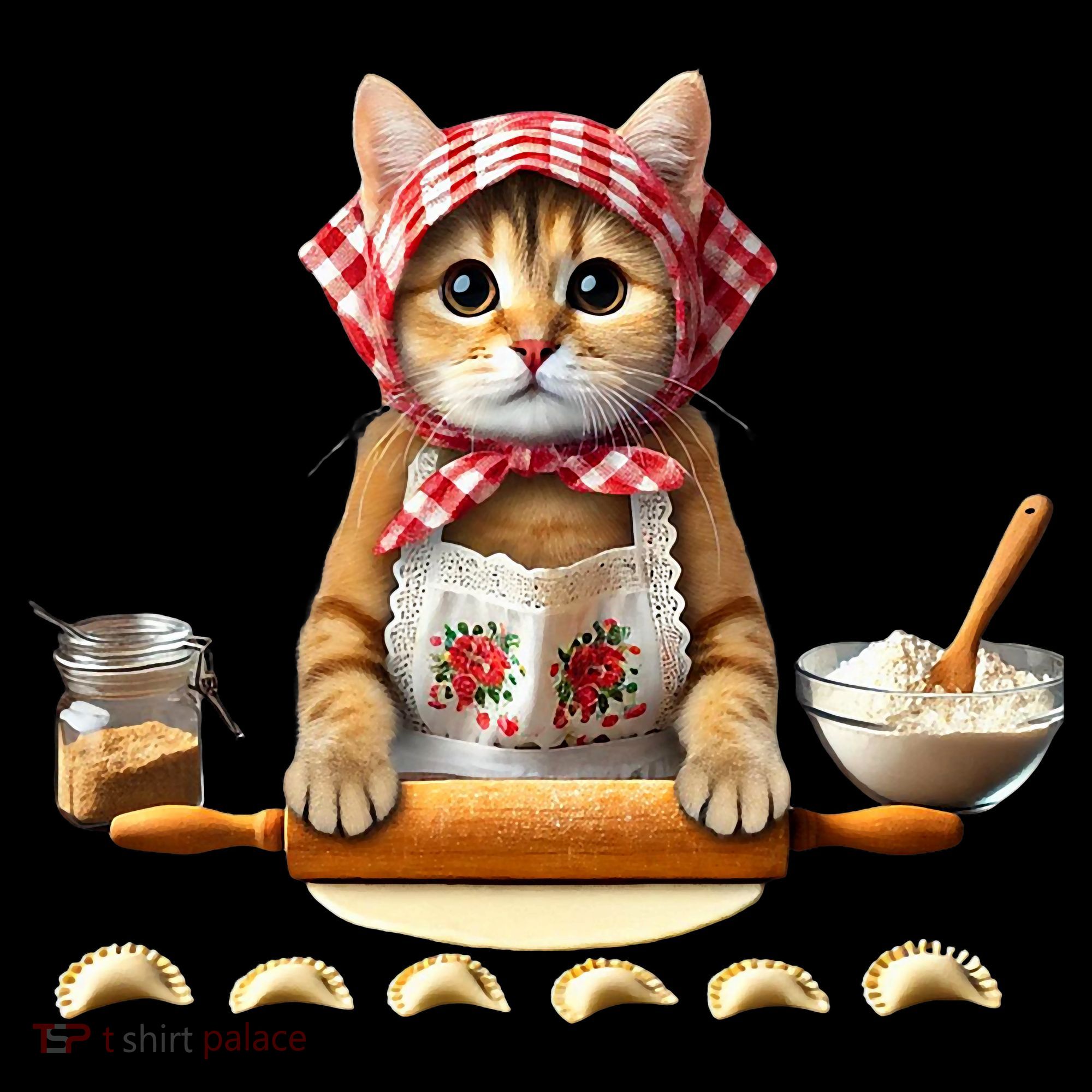 Babushka Cat Pierogi Making Polish Cat Baby Bodysuit