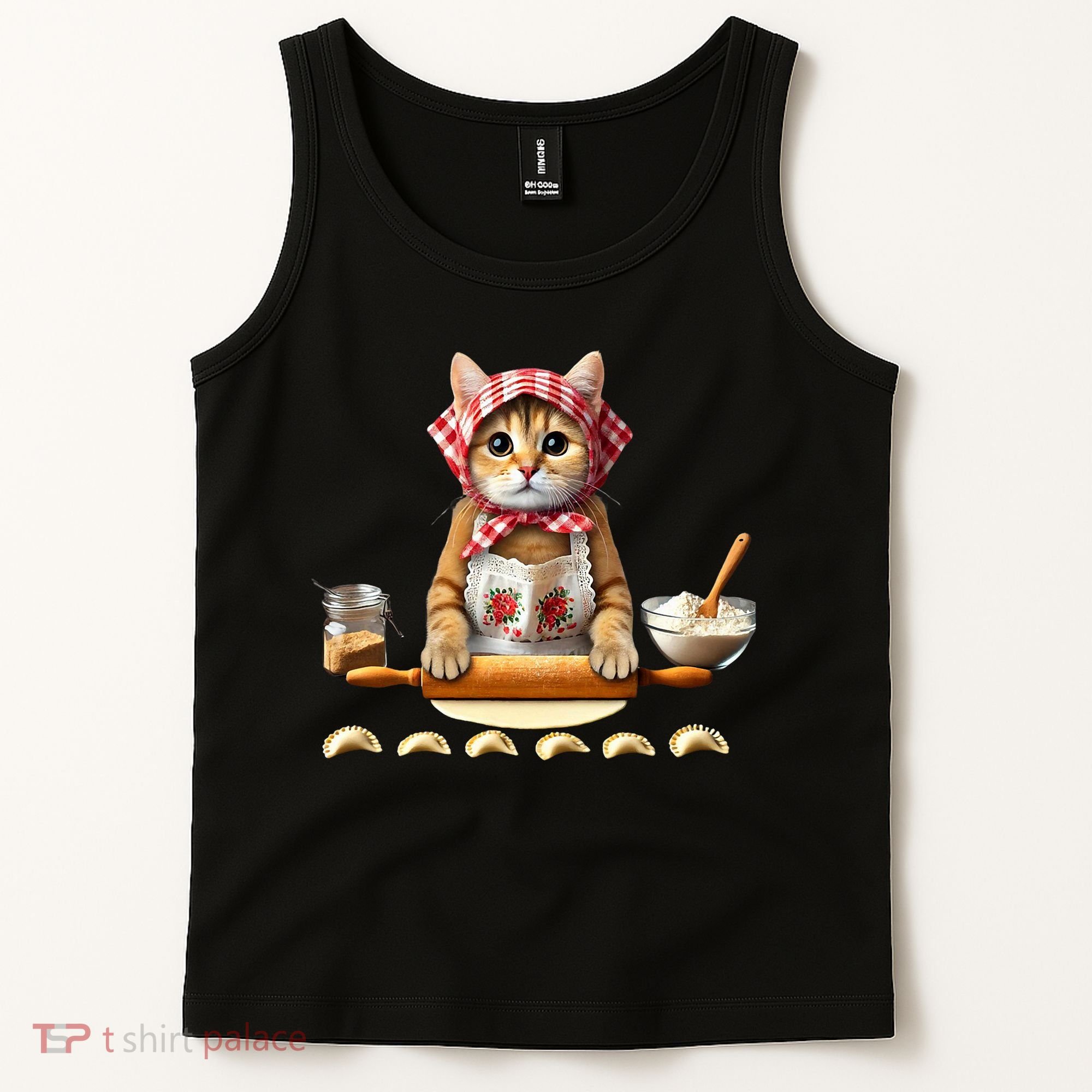 Babushka Cat Pierogi Making Polish Cat Tank Top