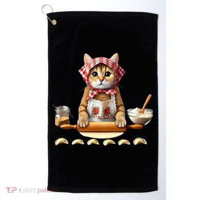 Babushka Cat Pierogi Making Polish Cat Golf Towel