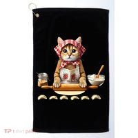 Babushka Cat Pierogi Making Polish Cat Golf Towel thumb 0
