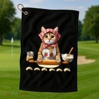 Babushka Cat Pierogi Making Polish Cat Golf Towel thumb 1