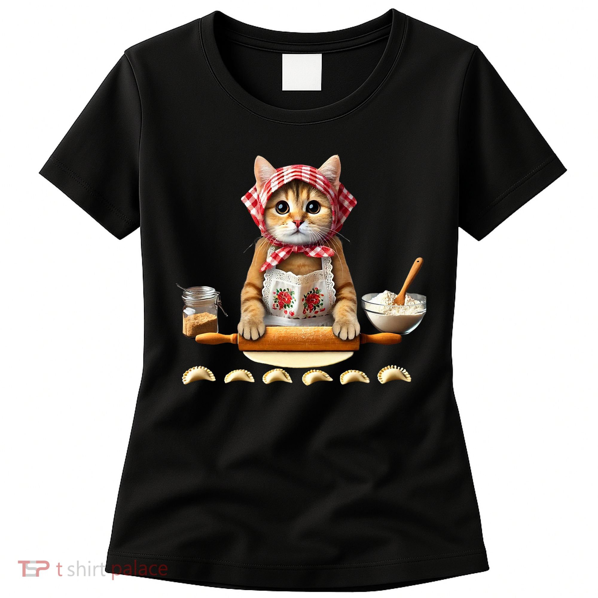 Babushka Cat Pierogi Making Polish Cat Women's T-Shirt