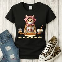 Babushka Cat Pierogi Making Polish Cat Women's T-Shirt thumb 3