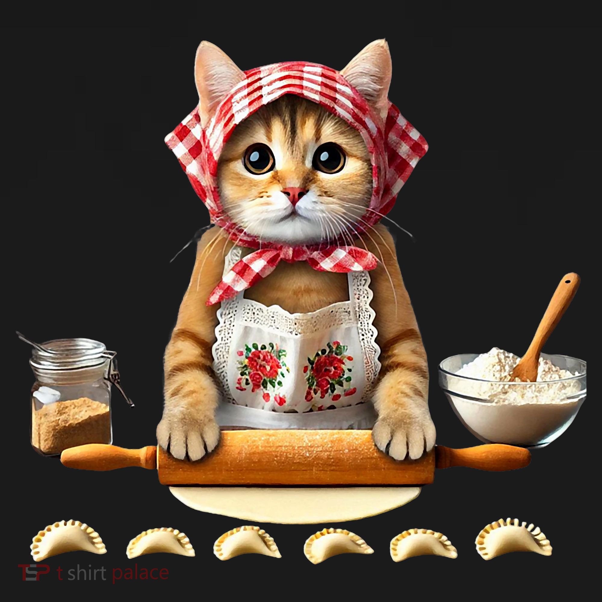 Babushka Cat Pierogi Making Polish Cat Kids Hoodie