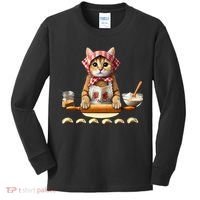 Babushka Cat Pierogi Making Polish Cat Kids Long Sleeve Shirt thumb 0