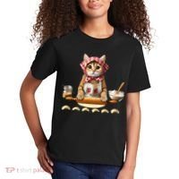 Babushka Cat Pierogi Making Polish Cat Kids T-Shirt thumb 2
