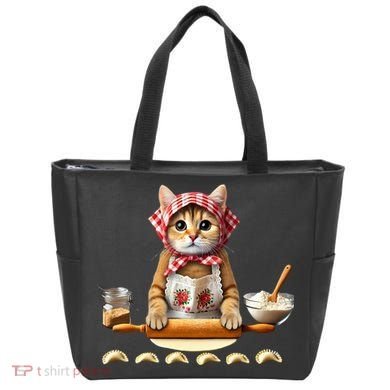Babushka Cat Pierogi Making Polish Cat Tote Bag