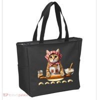 Babushka Cat Pierogi Making Polish Cat Tote Bag thumb 2
