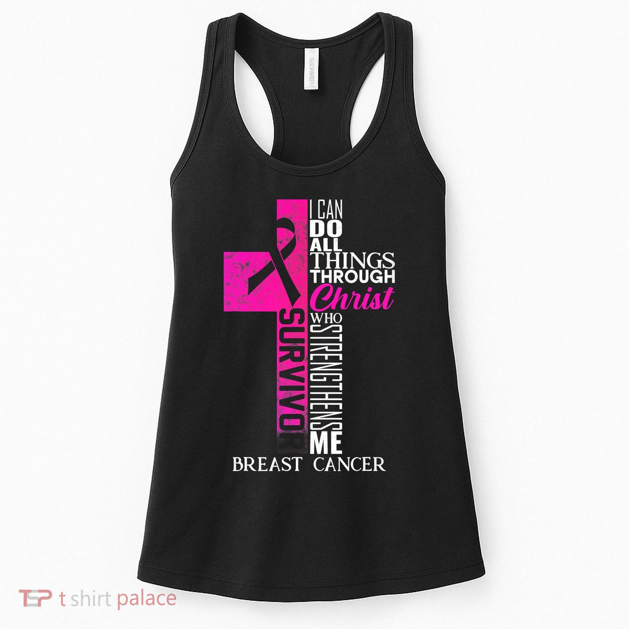 Breast Cancer Pink Ribbon Survivor For Christian Cross Women's Tank Top