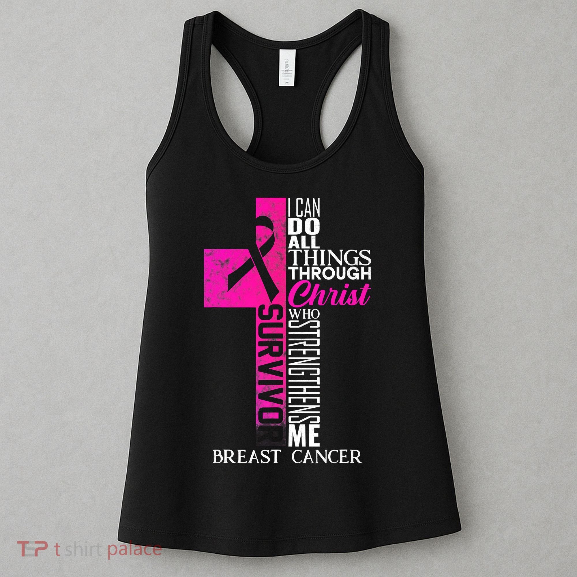 Breast Cancer Pink Ribbon Survivor For Christian Cross Women's Tank Top