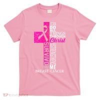 Breast Cancer Pink Ribbon Survivor For Christian Cross T-Shirt thumb 0