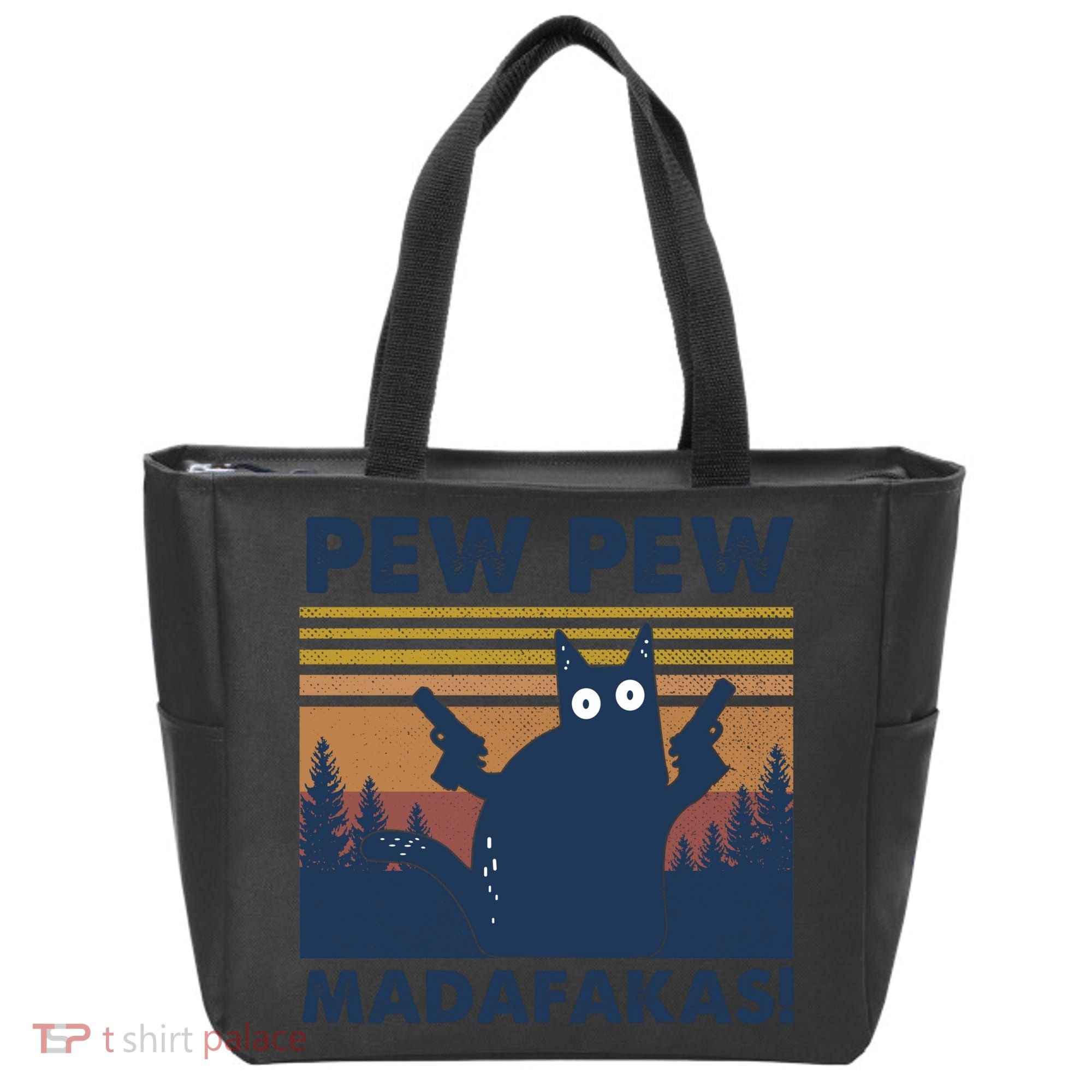 Black Cat Pew Pew Madafakas Tote Bag