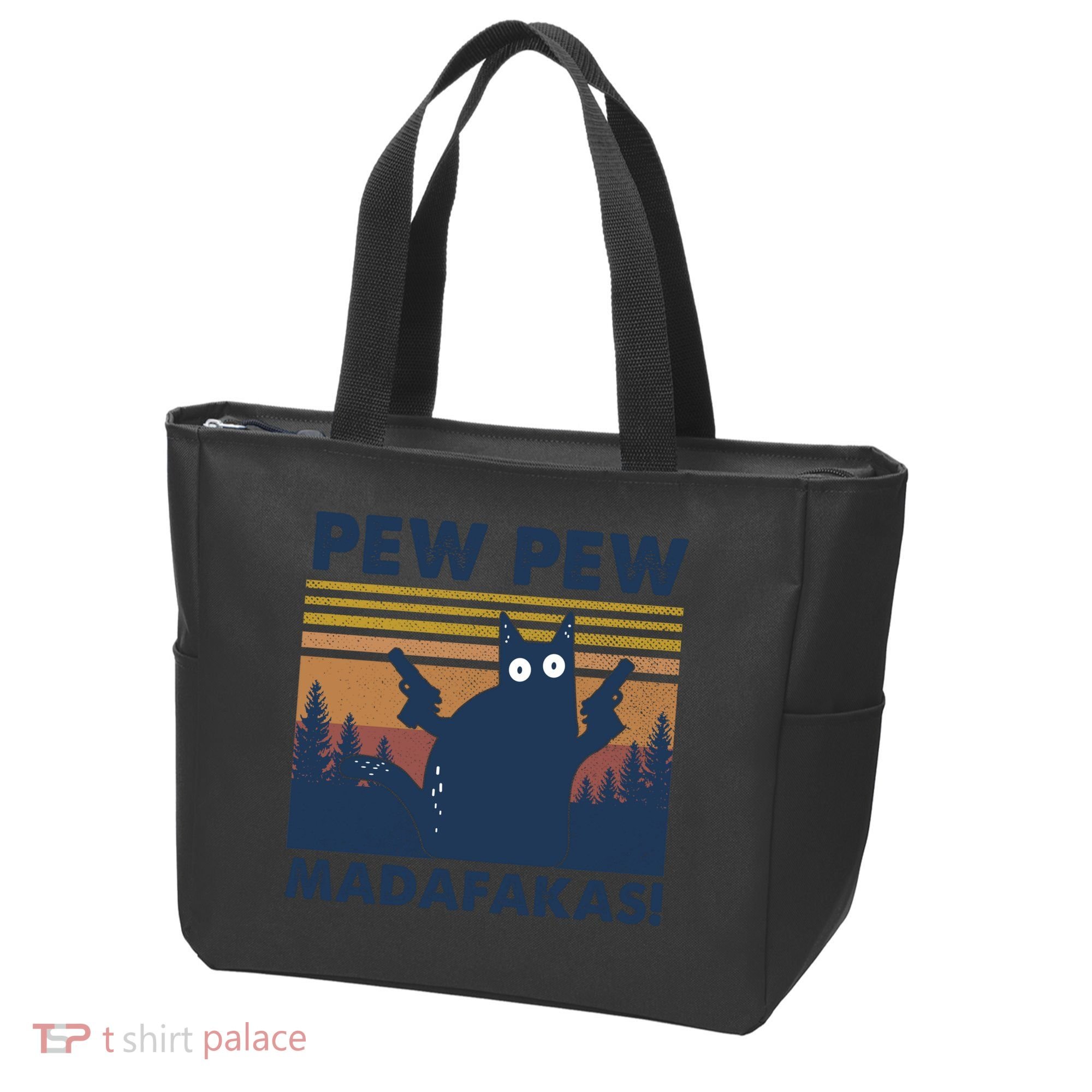 Black Cat Pew Pew Madafakas Tote Bag