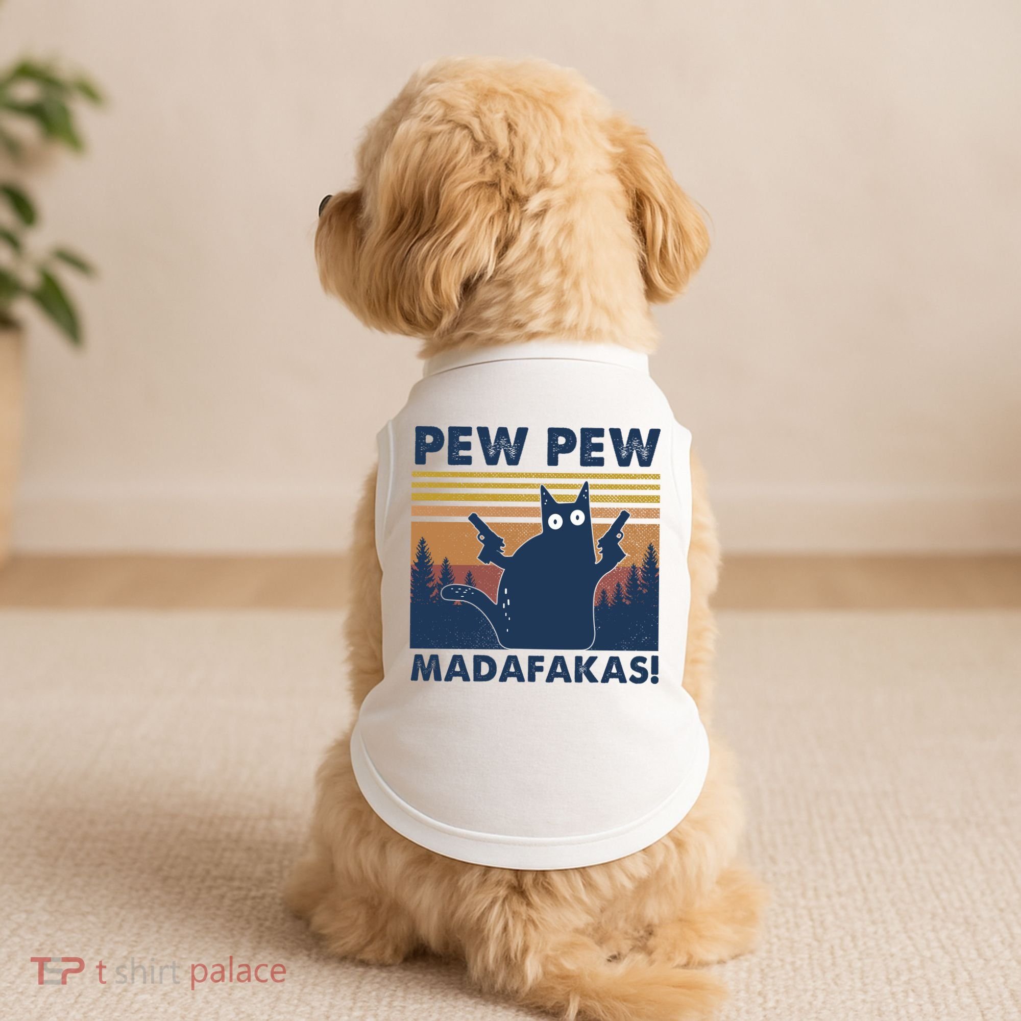 Black Cat Pew Pew Madafakas Doggie Tank