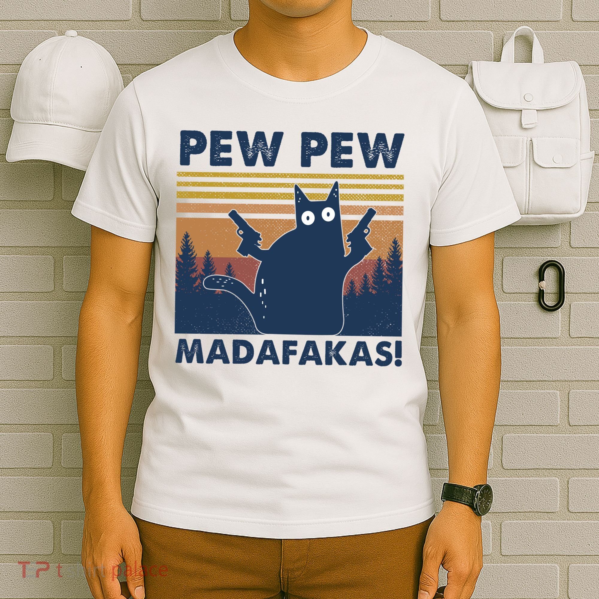Black Cat Pew Pew Madafakas T-Shirt