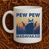 Black Cat Pew Pew Madafakas Coffee Mug thumb 2