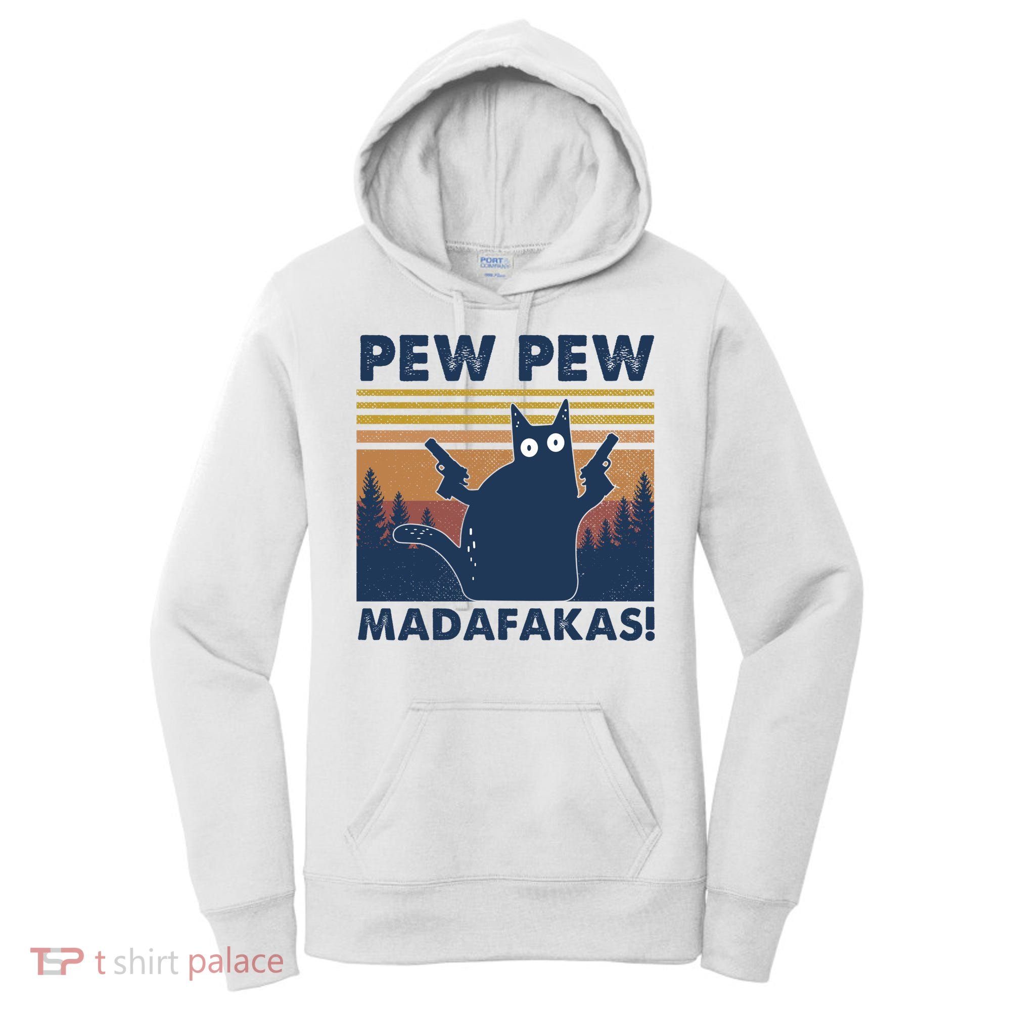 Black Cat Pew Pew Madafakas Women's Hoodie