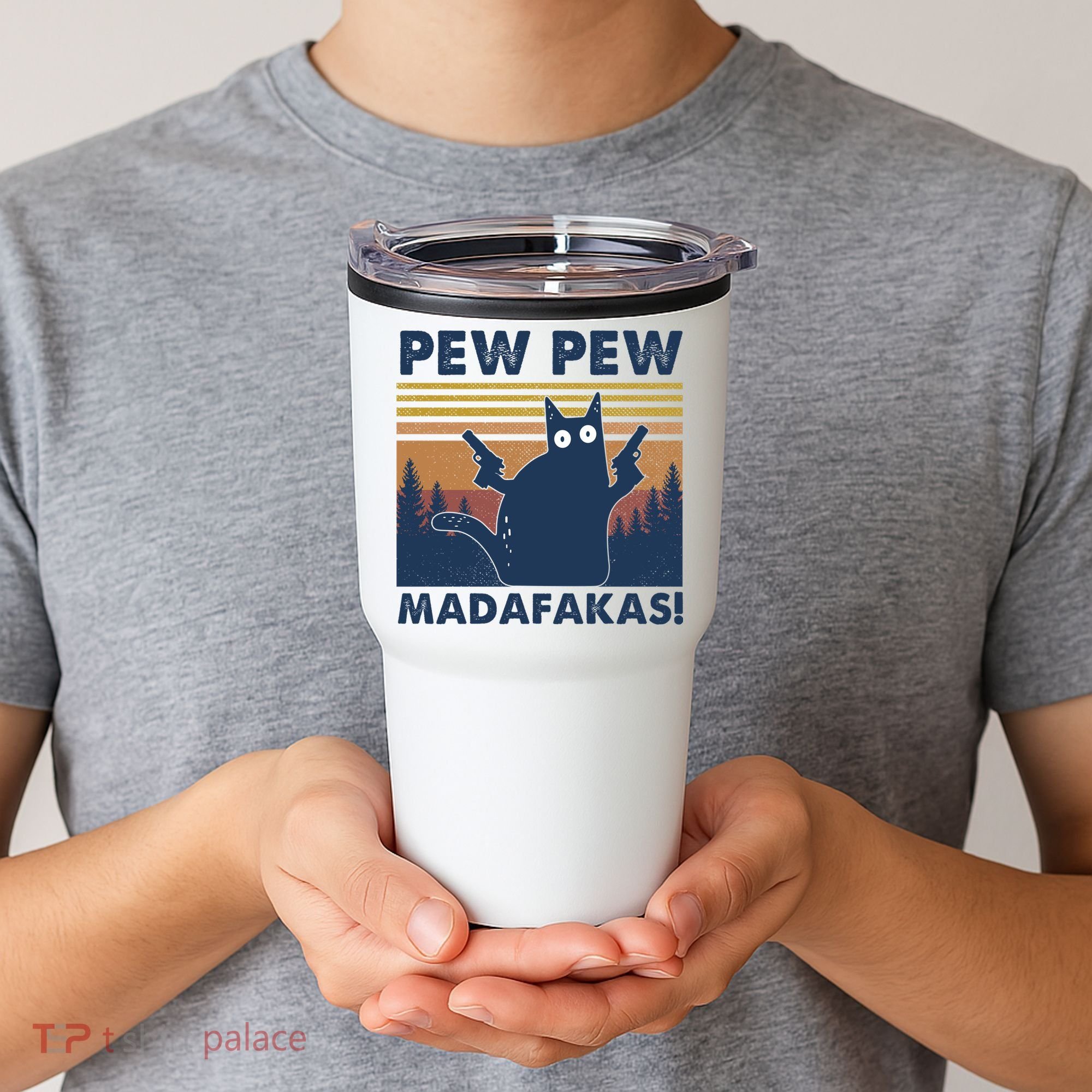 Black Cat Pew Pew Madafakas Tumbler