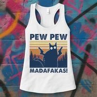 Black Cat Pew Pew Madafakas Women's Tank Top thumb 3