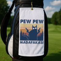 Black Cat Pew Pew Madafakas Golf Towel thumb 2
