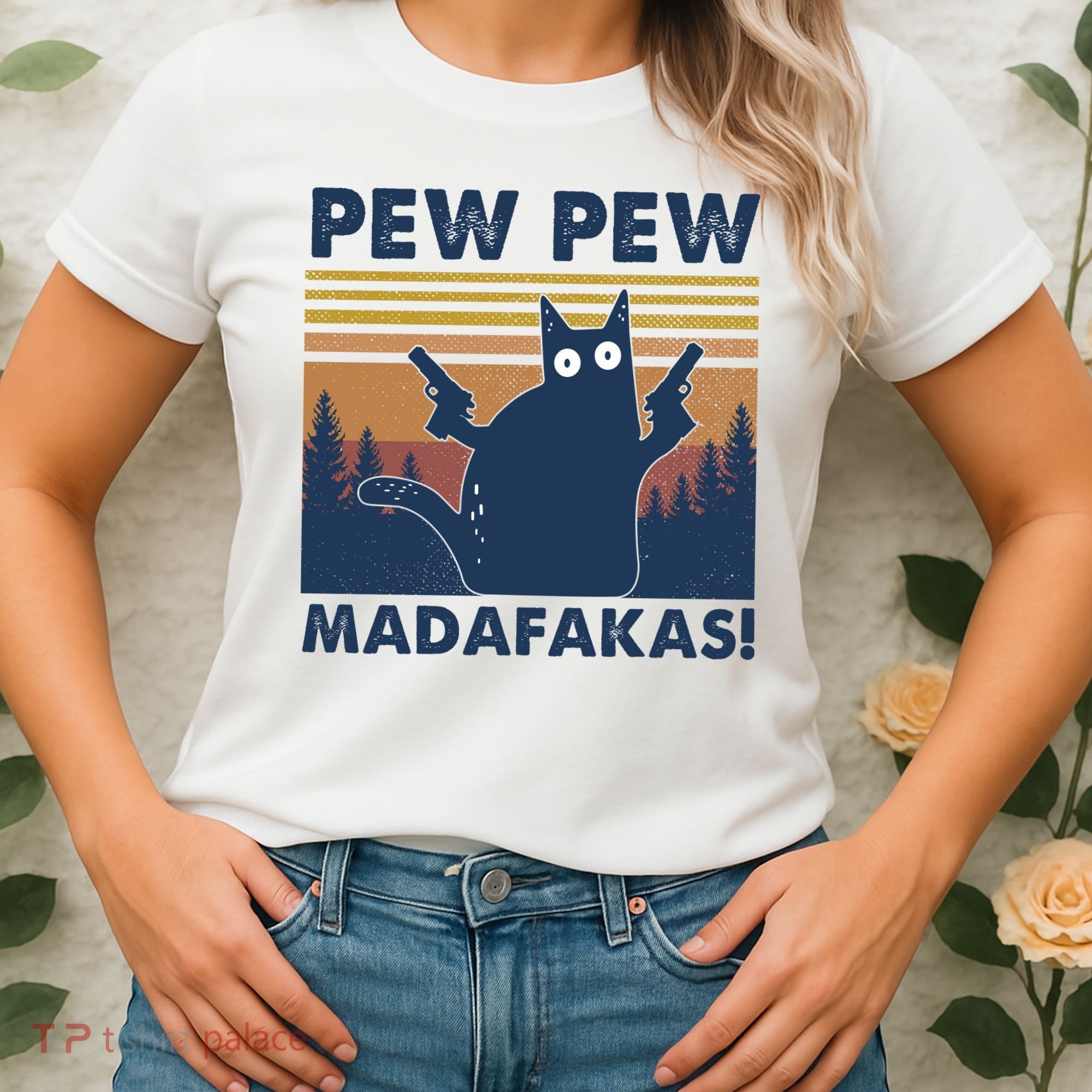 Black Cat Pew Pew Madafakas Women's T-Shirt