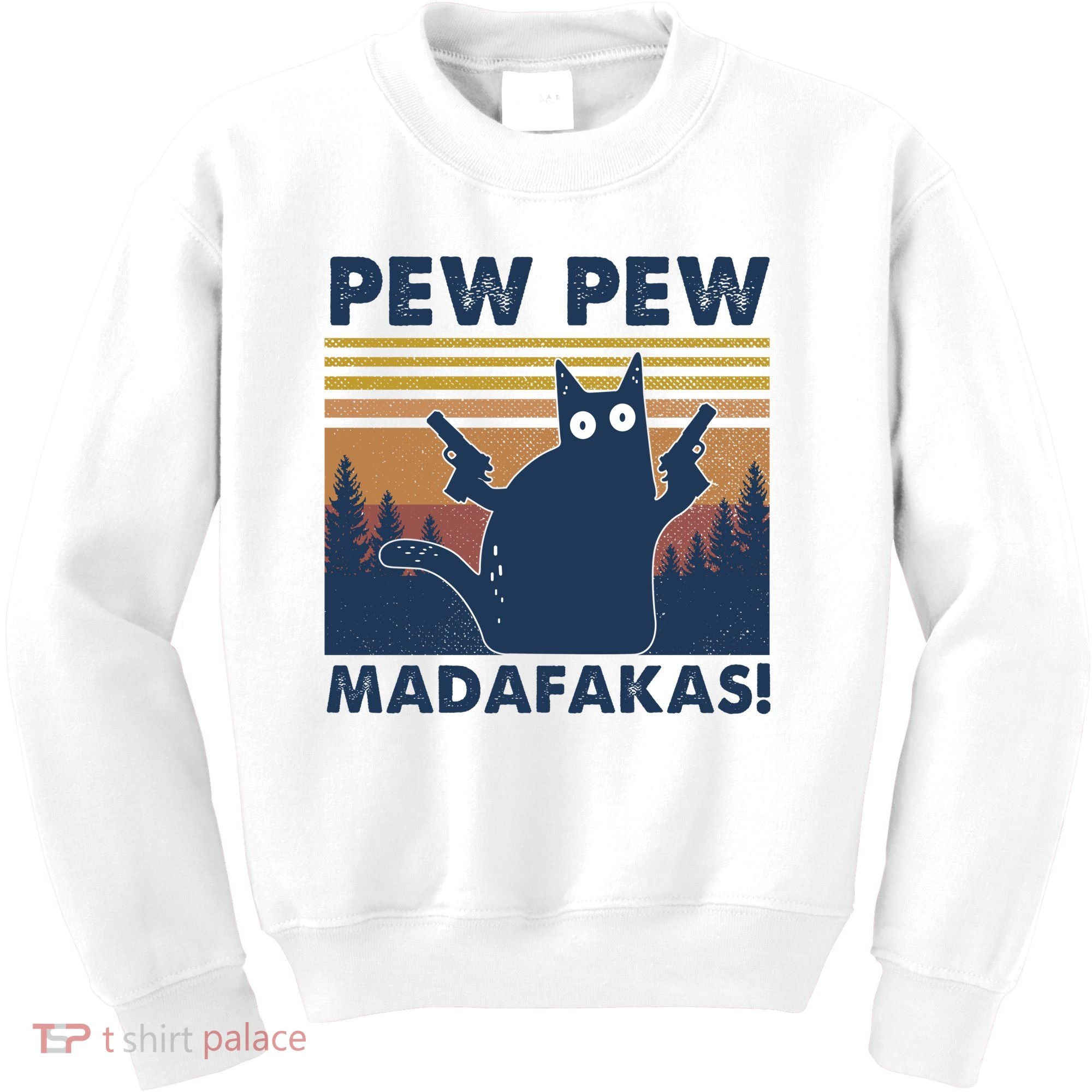 Black Cat Pew Pew Madafakas Kids Sweatshirt