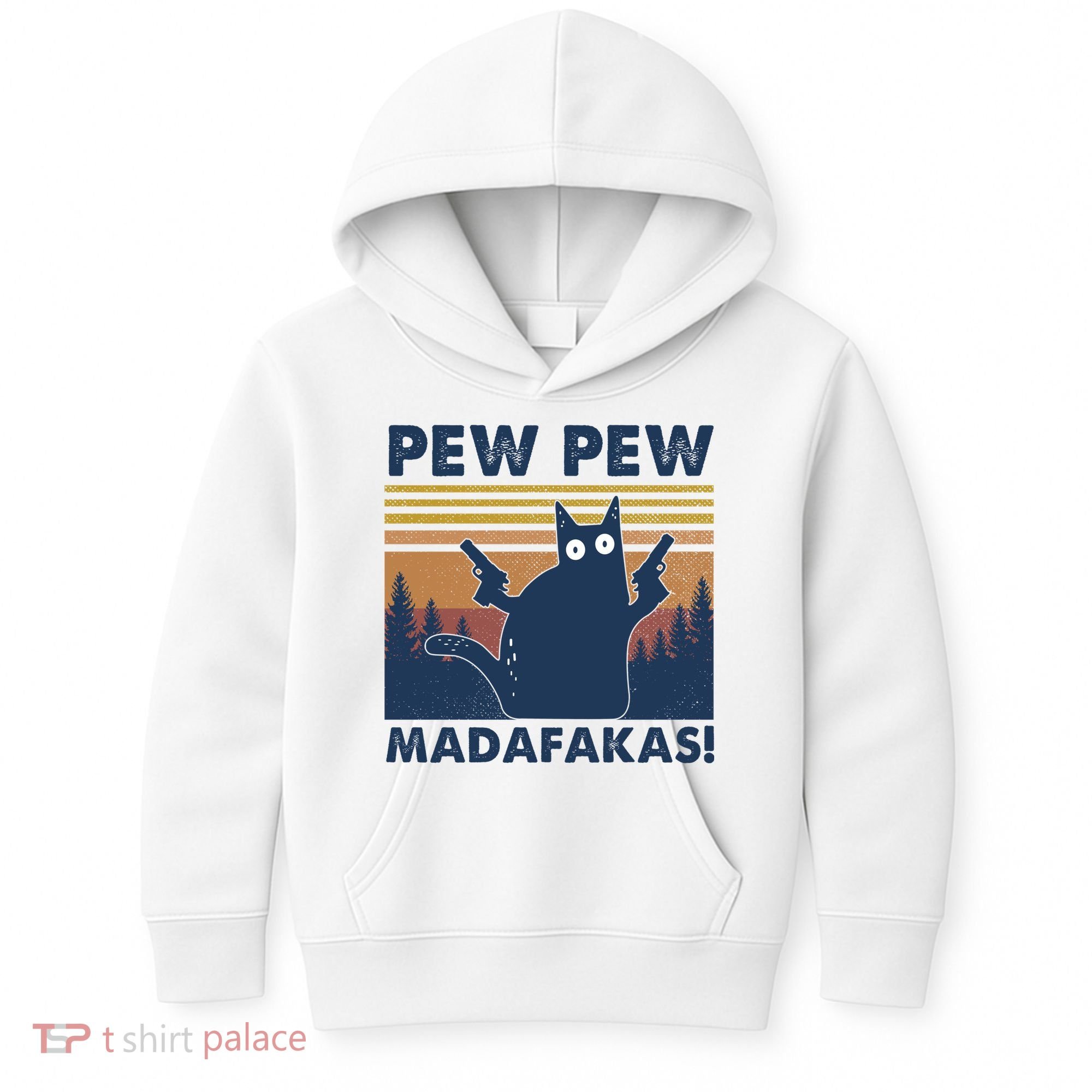 Black Cat Pew Pew Madafakas Kids Hoodie