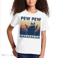 Black Cat Pew Pew Madafakas Kids T-Shirt thumb 2