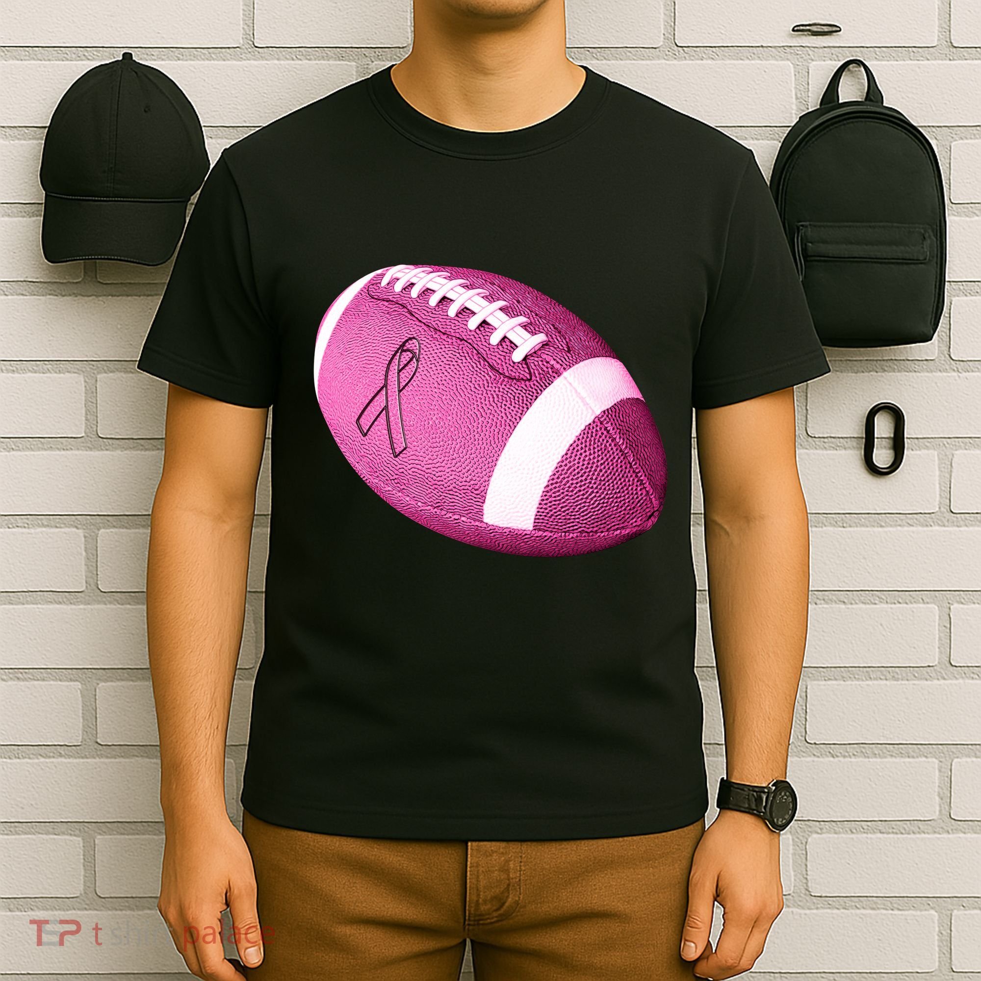 Breast Cancer Pink Football T-Shirt