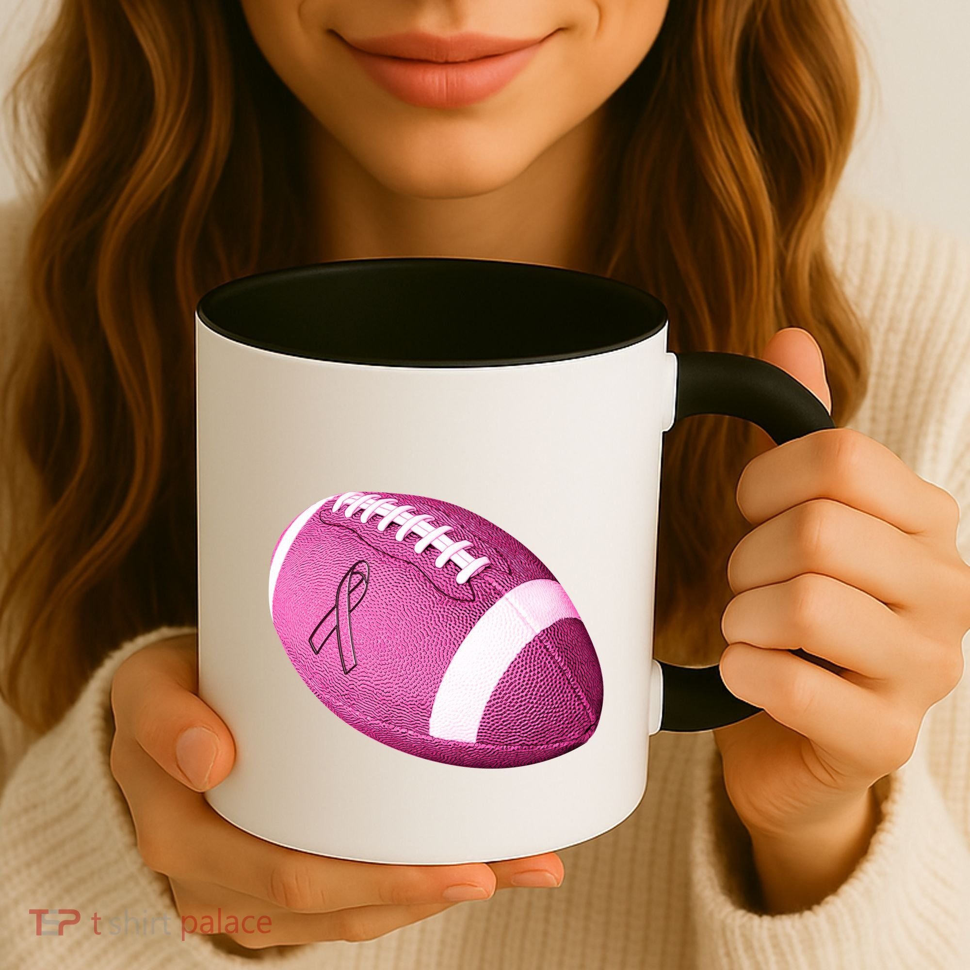 Breast Cancer Pink Football Coffee Mug